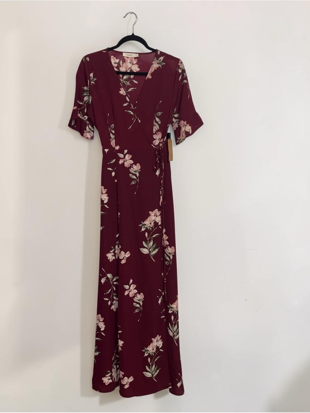Floral Wrap Maxi Dress in Wine